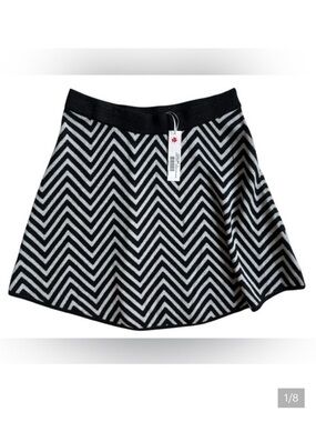 Krimson Klover Asymmetrical Chevron Skirt in Black and White WOOL